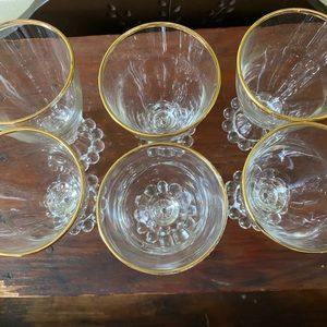 Anchor Hocking Boopie Juice Glasses with Gold Trim Set of 6